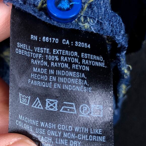 Maeve Anthropologie Women Blouse Blue Banana Print Sleeveless Button Down 0 - Picture 8 of 13